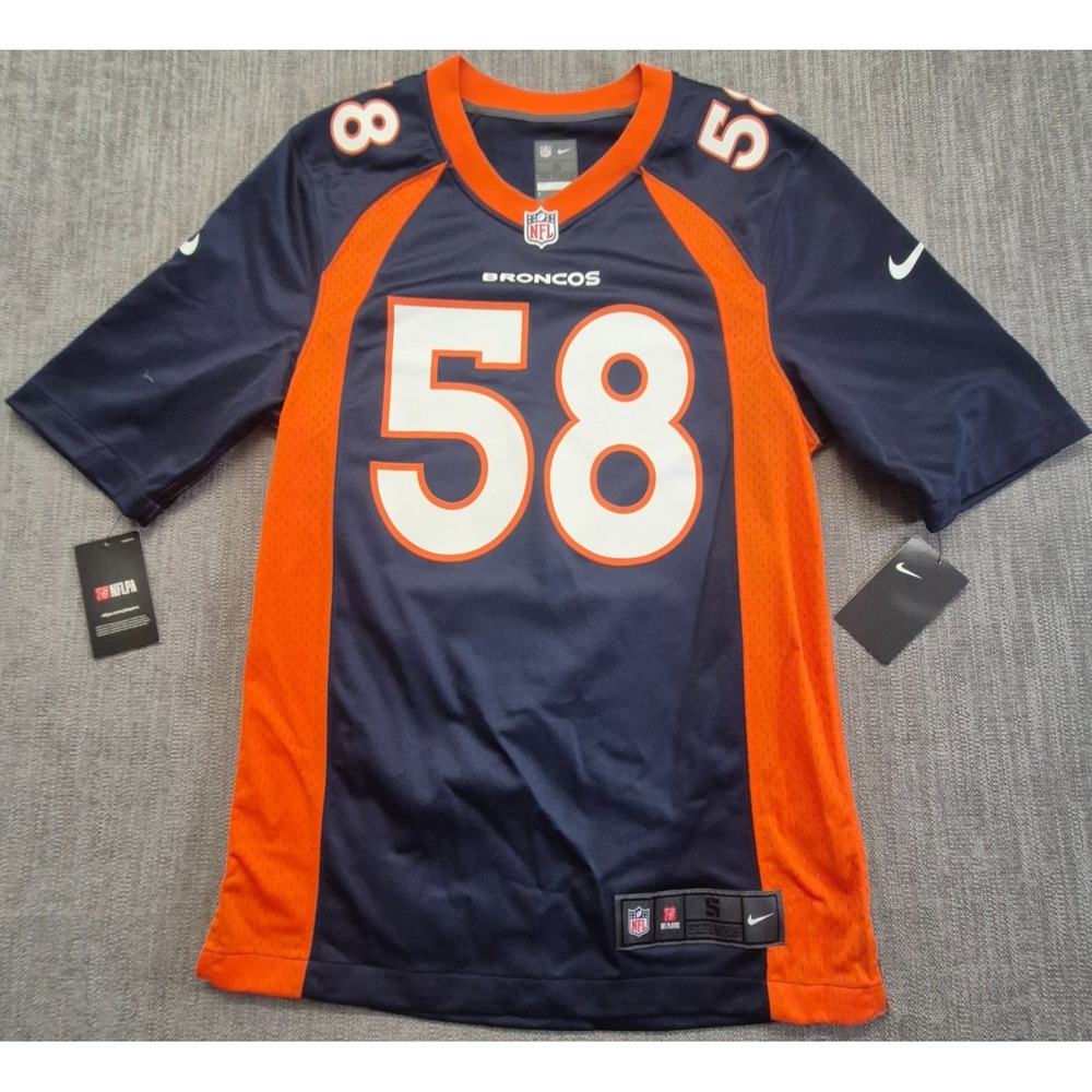 Nike VON MILLER #58 Denver Broncos Jersey Men's SM Navy/Orange NFL On Field NWT